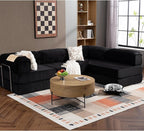 108" L Shaped Couch, Modular Sectional Sofa with Chaise, Cloud Boneless Couch with Deep Seat & Removable Pillow for Living Room, Bedroom,No Assembly Required（Black）