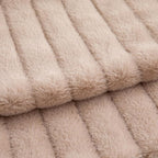Pack of 2 Faux Fur Throw Pillow Covers 24x24 Inch Striped Decorative Soft Plush Couch Pillow Case Home Decor for Bed, Sofa, Living Room Beige