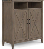 SIMPLIHOME Ela Solid Wood 39 inch Wide Transitional Medium Storage Cabinet in Smoky Brown for The Living Room, Entryway and Family Room