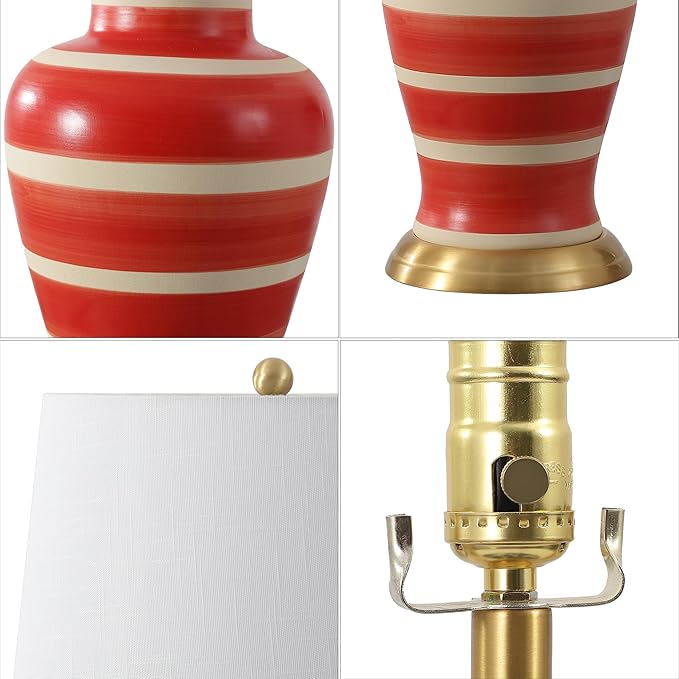 JONATHAN Y JYL4026K Julian 29" Traditional Classic Ceramic Urn LED Table Lamp, Red/Beige for Bedroom, Living Room, Kitchen, Home Office