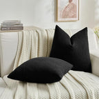 FUTEI Black Decorative Throw Pillow Covers 26x26 Inch Set of 2,Soft Cozy Wheat Ear Striped Patterns Euro Pillow Shams,Modern Home Decor for Couch Bed Living Room