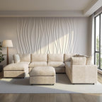 Modular Sectional Sofa with Ottoman,134inch U Shaped Convertible Cloud Couch,8 Seater Convertible V Shaped Living Room Sets,Cover Washable and Replaceable Couches for Living Room,Khkai