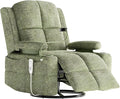 MAMAZING Triple Motor Power Swivel Rocker Recliner Chair with Adjustable Armrests for Adults, FSC Certified Faux Leather Rocking Chair Nursery for Breastfeeding, Green