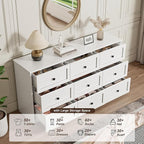 Dresser for Bedroom, 59.1" Wide White Dressers, Large Dressers & Chests of Drawers with Large Capacity for Bedroom, Hallway, Entryway, Closet