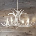 JONATHAN Y JYL6301B Eldora 26" Adjustable Resin Antler 4-Light LED Chandelier, Glam, Rustic,Cottage,Transitional, Dimmable Dining Room, Living Room, Kitchen, Foyer, Bedroom, White