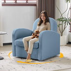 MELLCOM Oversized Swivel Accent Chair with Hidden Storage, Comfy Chenille Fabric Upholstered Leisure Armchair with Lumbar Pillow and Side Pocket for Living Room Bedroom Reception Room and Office