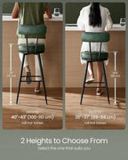 VASAGLE EKHO Collection - Bar Stools Set of 2, Swivel Counter Height Bar Stools with Back, Synthetic Leather with Stitching, Mid-Century Modern, 25.6-Inch Tall Barstools for Kitchen Bar, Forest Green