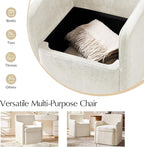 HULALA HOME Upholstered Dining Chair with Smooth-roling Castors, Modern Fabric Side Dining Room Chairs with Built-in Storage, Multi-Purpos Kitchen Chairs for Living Room, Beige