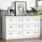 CHUWELL White Dresser for Bedroom, 55.1" Wide Dressers & Chests of Drawers with Large Capacity Storage, 6 Drawer Dresser for Bedroom
