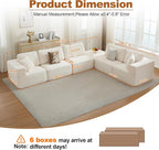 Cloud Modular Sectional Sofa Couch,L-Shape Modern Boneless Sectional Couch with Deep Seat,Upholstered Couches for Living Room Bedroom,No Assembly Required,Beige