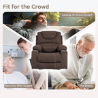Power Lift Lazy Boy Recliner Chair, 2 Motor Flat Recliner, Nursing Lift Chair with Massage and Lumbar Heating, Adult Power Recliner with Side Pockets, Folding Table, Remote Control