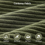 ONBRILL 86.6" Corduroy Couches for Living Room, Comfy 3 Seater Sofa with Pillow-Top Armrest & Dual-Layer Cushions, Mid Century Modern Couch for Bedroom, Apartment, Green