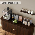 Furniouse 54.4''W Buffet Cabinet with Storage Fluted Sideboard Cabinet with Doors & 4 Shelf Storage for Living Room, Hallway, Kitchen, Mahogany