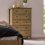 Grain Wood Furniture Greenport 5-Drawer Chest, Solid Wood with Brushed Hickory Finish