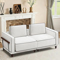 80" Loveseat Sofa Cloud Modular Sectional Couch,Deep Love Seat Couch with Armrests Wooden Legs,2 Seater Comfy Thicked Cushion Upholstered Sofa for Living Room Bedroom,White