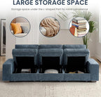 TEKAMON 45" Accent Chair with Seat Storage, Oversized Single Sofa Chair, Modern Chenille Fabric Armchair for Living Room/Office with Wide Armrests, Side Pockets, USB Charging Washable Covers(Blue)