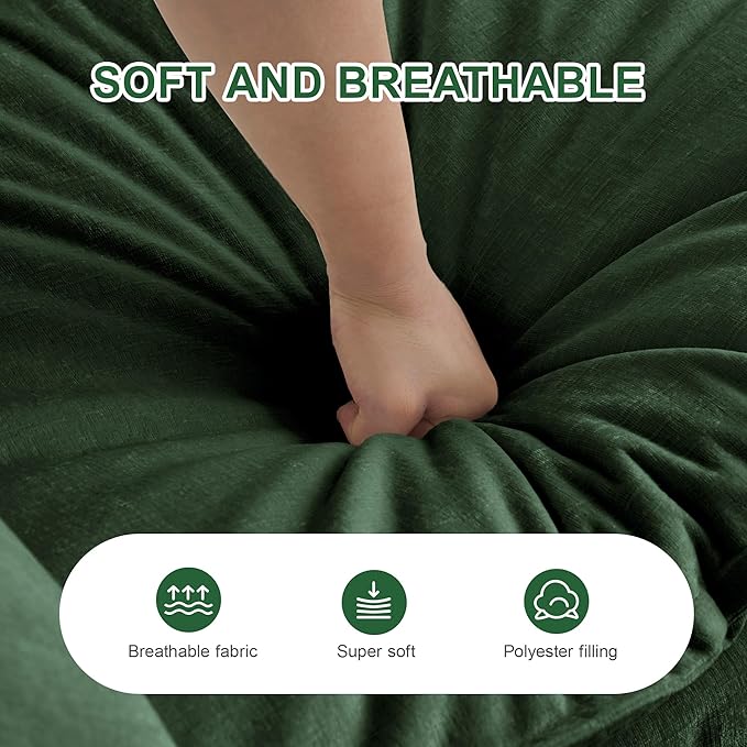 Modular Sectional Sofa, 111.5 Inch L-Shaped Cloud Sofa with Deep Seat Chenille Sofa with Cushions, Three-Self Sectional Sofa for Living Room Apartment,Evergreen