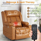 ABCASA Oversized Zero Gravity Power Lift Recliner Chair, 24.8''Wide Dual Motor Recliner for Elderly, Heat & Massage, USB & Type-C Ports, Cup Holders, Extended Footrest, PU Leather, Orange Brown