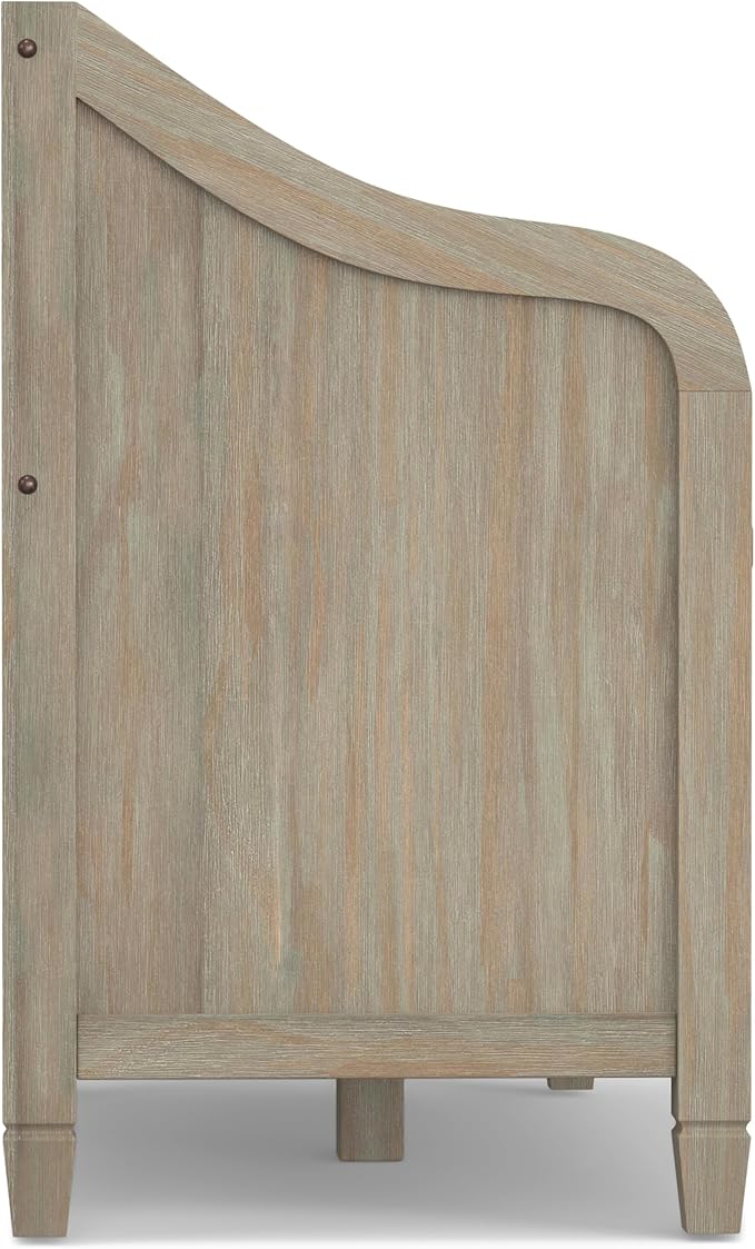 SIMPLIHOME Connaught SOLID WOOD 42 inch Wide Traditional Entryway Storage Bench in Distressed Grey for the Living Room, Entryway and Family Room
