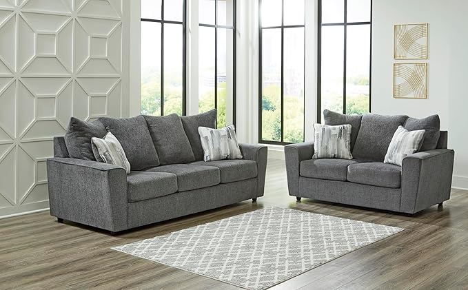 Signature Design by Ashley Stairatt Casual Loveseat with Flared Arms, Gray