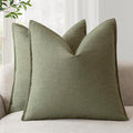Foindtower Pack of 2, Decorative Linen Soild Throw Pillow Covers Soft Accent Cushion Case Farmhouse Neutral Pillowcase for Chair Couch Sofa Bedroom Living Room Home Decor 22x22 Inch Olive Branch Green