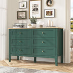6 Drawers Green Dresser for Bedroom, 47" Wide Wood Modern Chest of Drawers, Shaker Style, Modular Dresser TV Stand for Bedroom, Living Room, Hallway (Green)