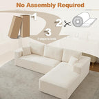 106" Cloud Modular Sectional Sofa Couch with L-Shape Chaise,Modern Boneless Sectional Couch with Deep Seat,Upholstered Couches for Living Room Bedroom,No Assembly Required,Beige
