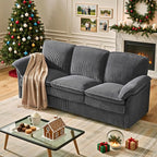 ONBRILL 86.6" Corduroy Couches for Living Room, Comfy 3 Seater Sofa with Pillow-Top Armrest & Dual-Layer Cushions, Mid Century Modern Couch for Bedroom, Apartment, Grey