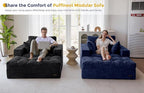 MAXYOYO Modular Sectional Chaise Lounge Sofa, Upholstered Lounge Chair with Ottoman, Comfy Couch with Layered Cushion, Tufted Upholstered Sleeper Chair for Living Room, No Assembly, Navy