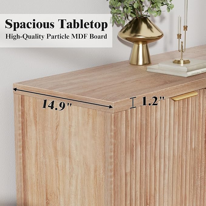 Sideboard Buffet Cabinet Set of 3, 31" Storage Cabinet with 2 Doors and Adjustable Shelves, Sideboard Console for Dinning Room, Kitchen and Living Room - Oak