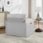 Oversized Accent Chair Mid-Century Modern Armchair for Living Room,USB and Type-C Ports,Comfy Reading Chairs for Bedroom with Side Pockets,Extra-Wide Single Sofa Chair (LightGrey, Set of 1)