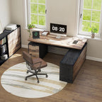 70.87" L Shaped Standing Executive Desk and 63" lateral File Cabinet, Large Adjustable Heigh Office Computer Desk with 3 Drawers,2.3" Desktop,Business Workstation,Black and Warm Oak