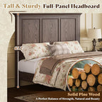 AMERLIFE Solid Wood Queen Bed Frame with 65.2" High Headboard, Traditional Platform Bed with Heavy Duty Slats, No Box Spring Needed, Easy Assembly, Dark Brown