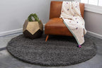 Unique Loom Solid Shag Collection Area Rug (5' 1" Round Graphite Gray)