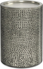 SIMPLIHOME Corbin 16 inch Wide Metal Side Table in Hammered Antique Silver, Round Drum Design End Table for Living Room, Family Room, or Entryway, Industrial Style, Assembled