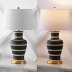 JONATHAN Y JYL4026J Julian 29" Traditional Classic Ceramic Urn LED Table Lamp, Black/Beige for Bedroom, Living Room, Kitchen, Home Office