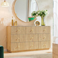Fluted Dresser for Bedroom, 55" W 9 Drawer Dressers, Wood Tall Dresser Storage Organizer, Modern Bedroom Chest of Drawers with Deep Storage for Closet Hallway, Entryway, Living Room Natural