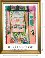 Wieco Art Framed Wall Art Open Window Collioure 1905 by Henri Mattise Abstract Colorful Art Matisse Posters Canvas Prints for Wall and Home Office Decorations Bronze Gold Frame