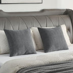 FUTEI Dark Grey Chenille Throw Pillow Covers 16x16 Inch Set of 2,Soft Striped & Diamond Textured Cushion Cases,Modern Home Decor for Couch Living Room