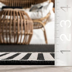 nuLOOM 5' x 8' Outdoor Area Rug, Casual Design With Striped Border, Stain Resistant, Highly Durable, For Patio, Balcony, Bedroom, Living Room, Dining Room, Bathroom, Black