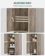 Bathroom Storage Cabinet, Corner Floor Cabinet with 2 Doors and Adjustable Shelf, Narrow Toilet Paper Cabinets, Bathroom Organizer for Small Spaces, 7.9" D x 9.8" W x 29.5" H Greige