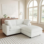 Modular Sectional Sofa, L Shaped Sofa with Ottoman, 78.74" Oversized Loveseat, Plush Deep Seat Sleeper Couches for Living Room, Apartment, Couch Cushion Covers Removable, Beige