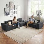 Cloud Modular Sectional Sofa Couch,L-Shape Modern Boneless Sectional Couch with Deep Seat,Upholstered Couches for Living Room Bedroom,No Assembly Required,Grey