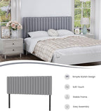 Full Size Upholstered Headboard Only, Channel Tufted Headboard with Wood Legs for Bedroom, Adjustable Height, Easy Assembly, No Box Spring Needed, Grey