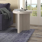 Henn&Hart 22" Fluted Scandinavian Round End Table, Ribbed Side Table, Nightstand for Living Room, Office, Family Room, or Bedroom, Alder White