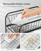 SONGMICS 4-Tier Pull Out Cabinet Organizers, Under Sink Organizer, Bathroom Organizer and Storage, Sliding Basket Drawers, Stackable for Kitchen, Bathroom, Ink Black UKCS017B02