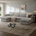 Waterproof Cloud Sectional Couches for Living Room,High Backrest Down Filled Couch,6 Seater Oversized Modular U-Shaped Sofas with Chaise,Detachable Sofa Covers,Light Grey