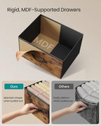 SONGMICS Dresser for Bedroom, Chest of Drawers, Steel, MDF, 3 Non-Woven Fabric Drawers, Storage Organizer Unit, Closet, Entryway, Rustic Brown and Ink Black ULGS313B02S