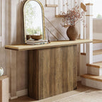Tribesigns Farmhouse Fluted Console Table for Entryway, 63-Inch Long Wooden Sofa Table Behind Couch for Living Room, Foyer, Hallway, Rustic Brown & Natural