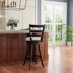 Hillsdale Laymon Modern Wood Swivel Stool with Upholstered Seat, Bar Height, Black